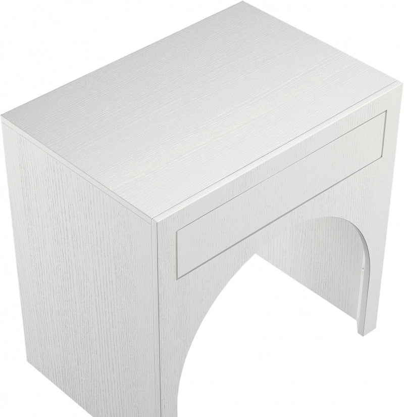 August Oak Veneer Nightstand in White - 388White-NS