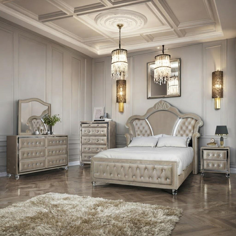 Augusta - Beige King Bed, Dresser, Mirror, Chest, Nightstand - B223-KDMCN