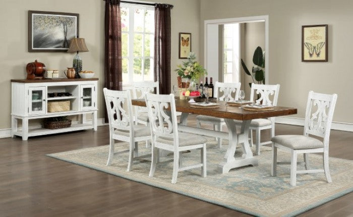 Auletta Distressed White/Distressed Dark Oak Dining Table - CM3417T-TABLE