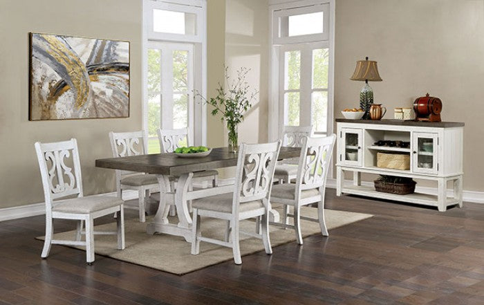 Auletta Distressed White/Gray Dining Table - CM3417GY-T-TABLE