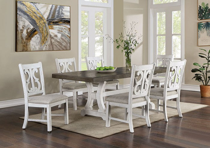 Auletta Distressed White/Gray Dining Table - CM3417GY-T-TABLE