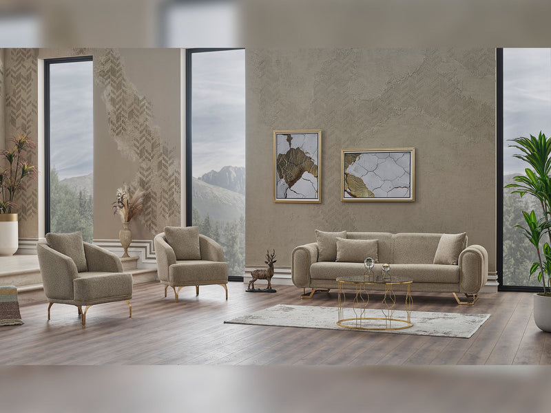 Aura 3-pieces (Sofa & Loveseat & Chair) Livingroom in Beige - 200-SER-AUR-PINAR07-321