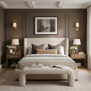 Aurin Linen Textured Fabric Upholstered King Bed in Beige - B1285Beige-K