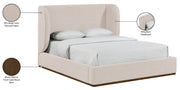 Aurin Linen Textured Fabric Upholstered King Bed in Beige - B1285Beige-K