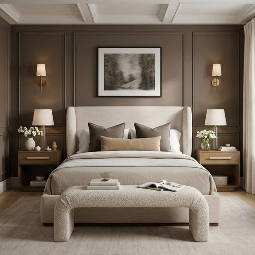 Aurin Linen Textured Fabric Upholstered King Bed in Beige - B1285Beige-K