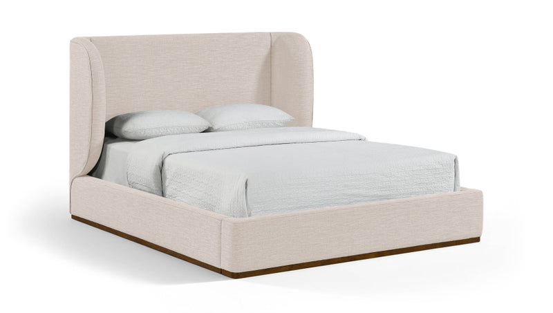 Aurin Linen Textured Fabric Upholstered King Bed in Beige - B1285Beige-K