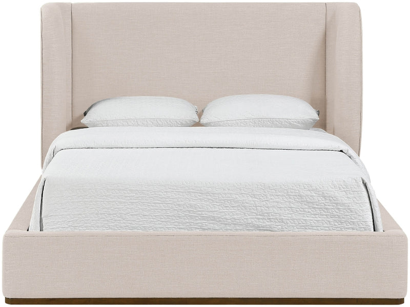 Aurin Linen Textured Fabric Upholstered King Bed in Beige - B1285Beige-K