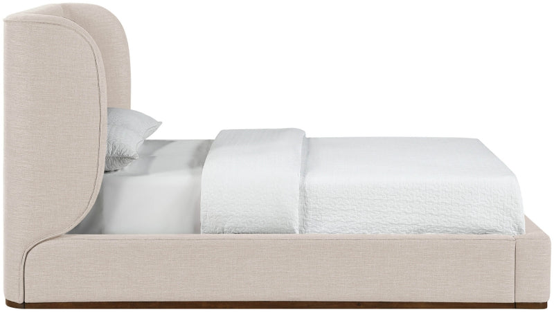 Aurin Linen Textured Fabric Upholstered King Bed in Beige - B1285Beige-K