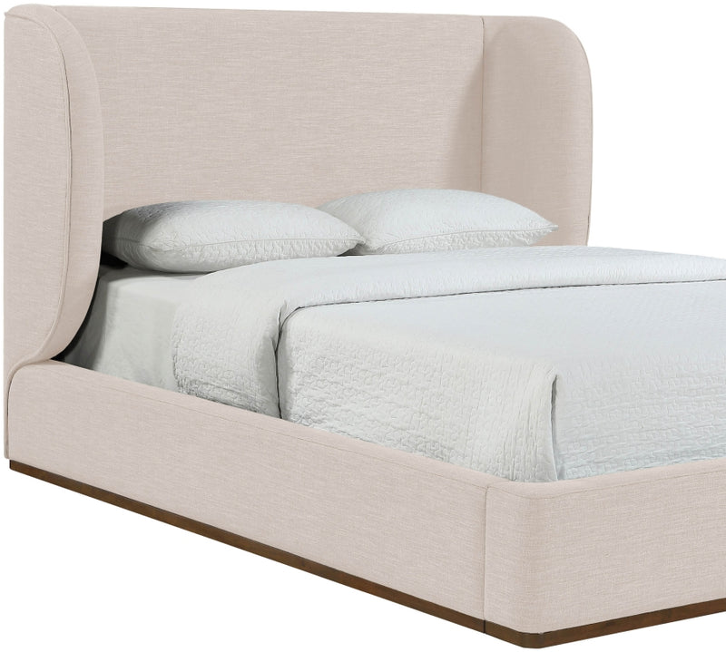 Aurin Linen Textured Fabric Upholstered King Bed in Beige - B1285Beige-K