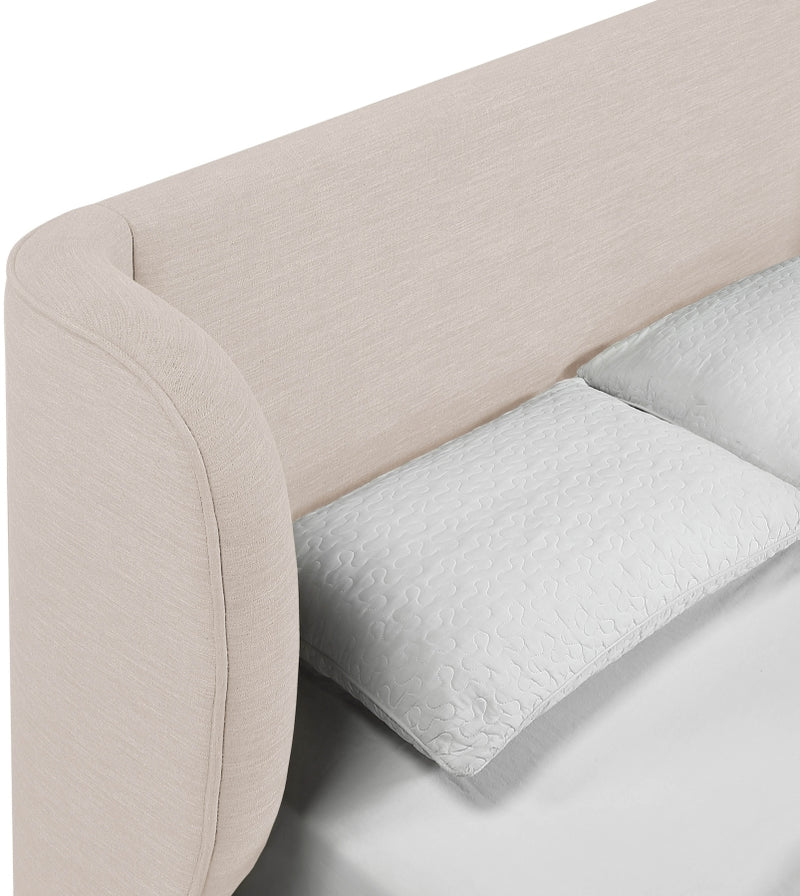 Aurin Linen Textured Fabric Upholstered King Bed in Beige - B1285Beige-K