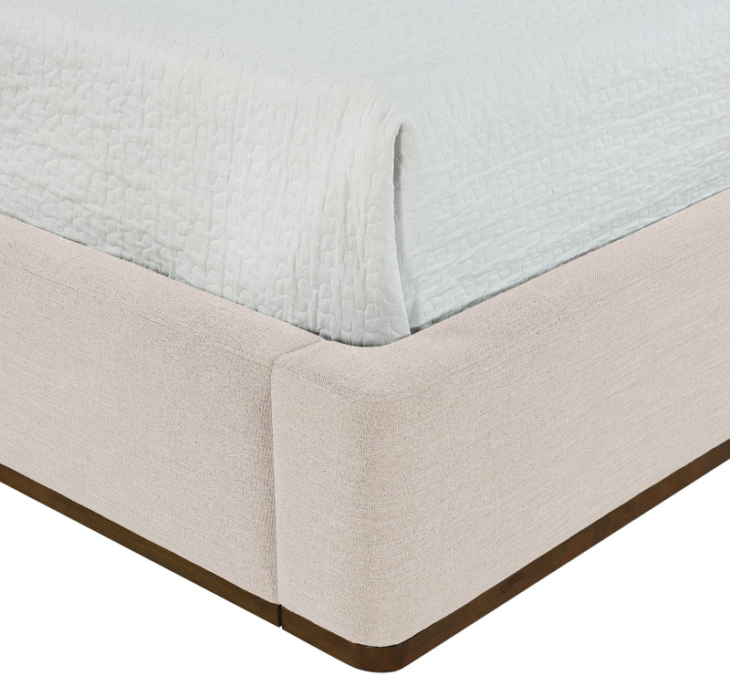 Aurin Linen Textured Fabric Upholstered King Bed in Beige - B1285Beige-K