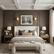 Aurin Linen Textured Fabric Upholstered King Bed in Cream - B1285Cream-K