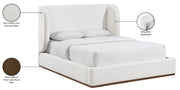 Aurin Linen Textured Fabric Upholstered King Bed in Cream - B1285Cream-K