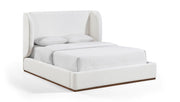Aurin Linen Textured Fabric Upholstered King Bed in Cream - B1285Cream-K