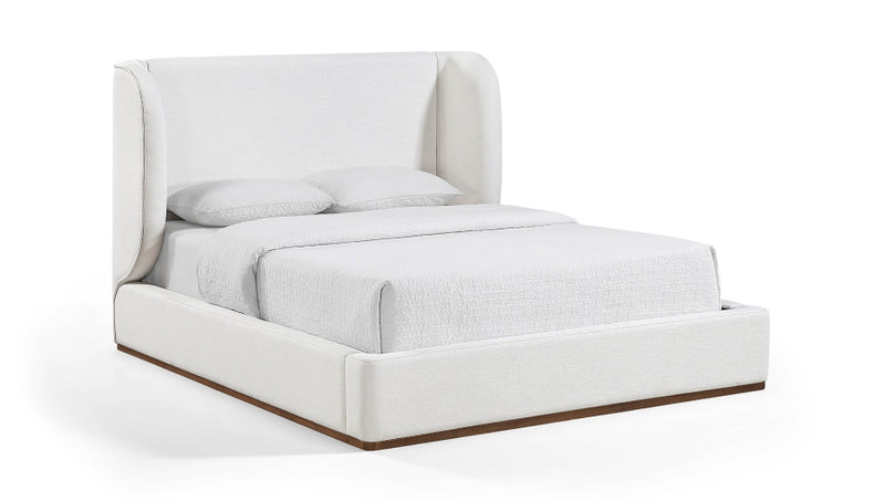 Aurin Linen Textured Fabric Upholstered King Bed in Cream - B1285Cream-K