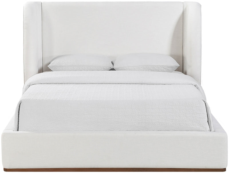 Aurin Linen Textured Fabric Upholstered King Bed in Cream - B1285Cream-K