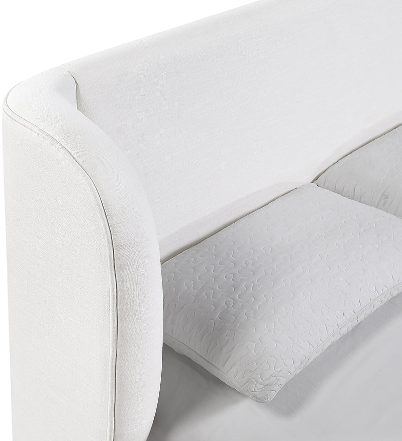 Aurin Linen Textured Fabric Upholstered King Bed in Cream - B1285Cream-K