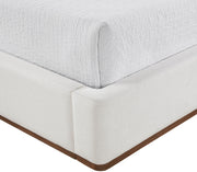 Aurin Linen Textured Fabric Upholstered King Bed in Cream - B1285Cream-K