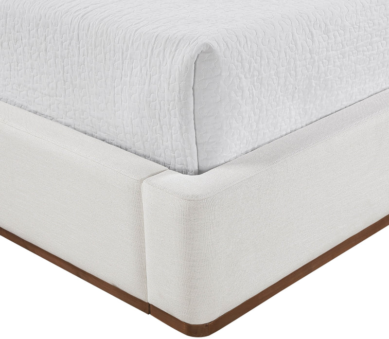 Aurin Linen Textured Fabric Upholstered King Bed in Cream - B1285Cream-K