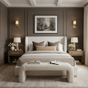 Aurin Linen Textured Fabric Upholstered King Bed in Cream - B1286Cream-K