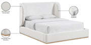Aurin Linen Textured Fabric Upholstered King Bed in Cream - B1286Cream-K