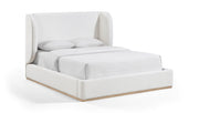 Aurin Linen Textured Fabric Upholstered King Bed in Cream - B1286Cream-K