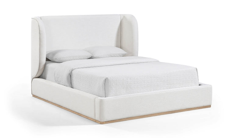 Aurin Linen Textured Fabric Upholstered King Bed in Cream - B1286Cream-K