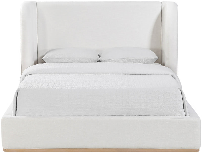 Aurin Linen Textured Fabric Upholstered King Bed in Cream - B1286Cream-K