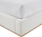 Aurin Linen Textured Fabric Upholstered King Bed in Cream - B1286Cream-K