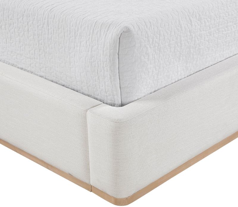 Aurin Linen Textured Fabric Upholstered King Bed in Cream - B1286Cream-K