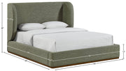 Aurin Linen Textured Fabric Upholstered King Bed in Olive - B1285Olive-K