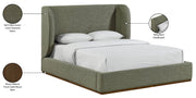 Aurin Linen Textured Fabric Upholstered King Bed in Olive - B1285Olive-K