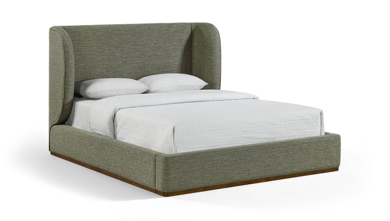 Aurin Linen Textured Fabric Upholstered King Bed in Olive - B1285Olive-K
