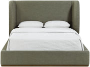 Aurin Linen Textured Fabric Upholstered King Bed in Olive - B1285Olive-K