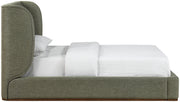 Aurin Linen Textured Fabric Upholstered King Bed in Olive - B1285Olive-K