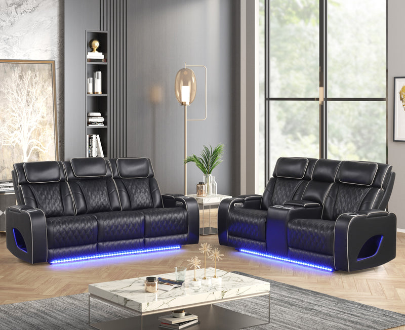 Aurora Black Sofa & Loveseat - AURORA-BK-SLS