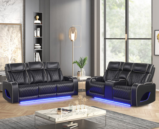 Aurora Black Sofa & Loveseat - AURORA-BK-SLS