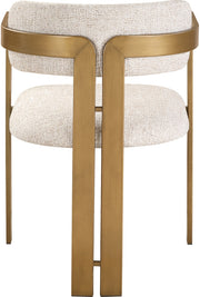 Aurum Linen Textured Fabric Upholstered And Brushed Brass Iron Frame Dining Chair in Beige, Set of 2 - 88088Beige-C