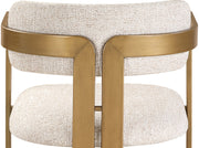 Aurum Linen Textured Fabric Upholstered And Brushed Brass Iron Frame Dining Chair in Beige, Set of 2 - 88088Beige-C