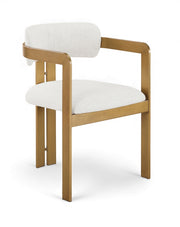 Aurum Linen Textured Fabric Upholstered And Brushed Brass Iron Frame Dining Chair in Cream, Set of 2 - 88088Cream-C