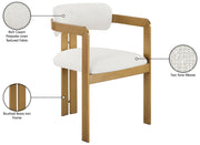 Aurum Linen Textured Fabric Upholstered And Brushed Brass Iron Frame Dining Chair in Cream, Set of 2 - 88088Cream-C
