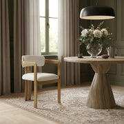 Aurum Linen Textured Fabric Upholstered And Brushed Brass Iron Frame Dining Chair in Cream, Set of 2 - 88088Cream-C