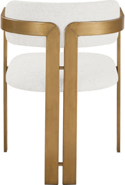 Aurum Linen Textured Fabric Upholstered And Brushed Brass Iron Frame Dining Chair in Cream, Set of 2 - 88088Cream-C