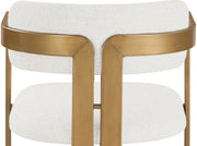 Aurum Linen Textured Fabric Upholstered And Brushed Brass Iron Frame Dining Chair in Cream, Set of 2 - 88088Cream-C