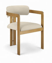 Aurum Vegan Leather Upholstered And Brushed Brass Iron Frame Dining Chair in Beige, Set of 2 - 88091Beige-C