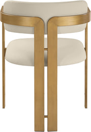 Aurum Vegan Leather Upholstered And Brushed Brass Iron Frame Dining Chair in Beige, Set of 2 - 88091Beige-C