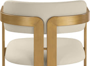 Aurum Vegan Leather Upholstered And Brushed Brass Iron Frame Dining Chair in Beige, Set of 2 - 88091Beige-C