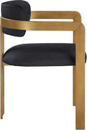 Aurum Vegan Leather Upholstered And Brushed Brass Iron Frame Dining Chair in Black, Set of 2 - 88091Black-C