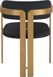 Aurum Vegan Leather Upholstered And Brushed Brass Iron Frame Dining Chair in Black, Set of 2 - 88091Black-C