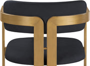 Aurum Vegan Leather Upholstered And Brushed Brass Iron Frame Dining Chair in Black, Set of 2 - 88091Black-C